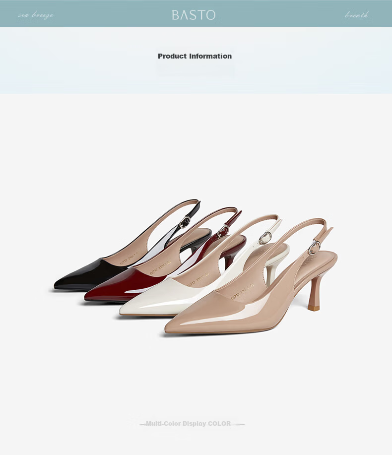 BASTO Elegant Nude Pointed Toe Stiletto High Heel Backless Sandals CU712BH6 15