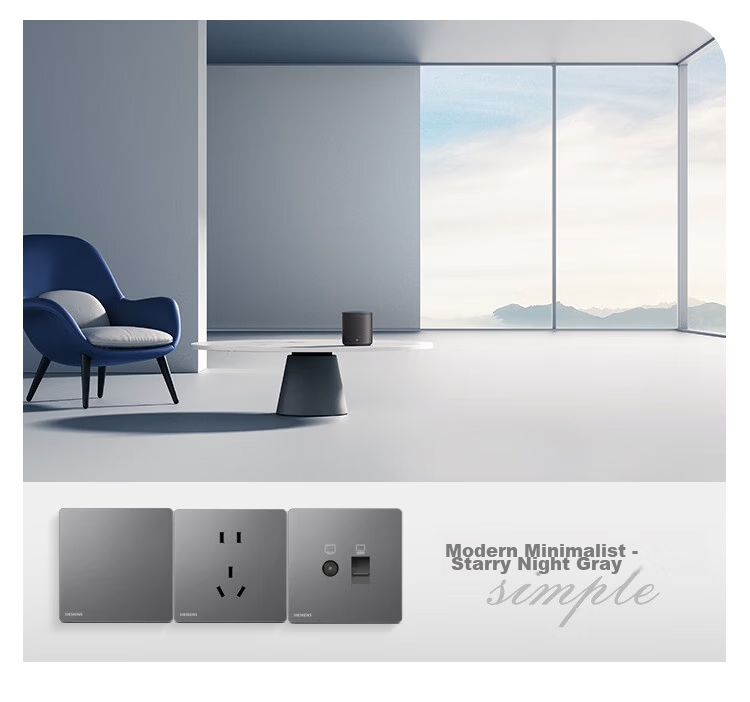 SIEMENS 4-Gang Double Control Switch Slim Flush-Mounted Switch Yucai Starry Night Gray 5TA40433NC06 8