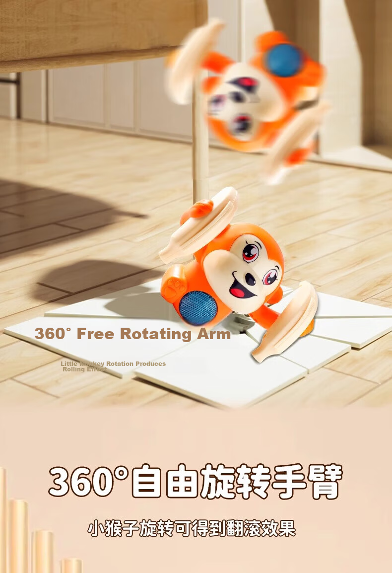 Kingstan Tumbling Monkey Toy Baby Electric Flipping 0-1 Year Old Soothing Device Children's Crawling and Head Lifting Trainer 9