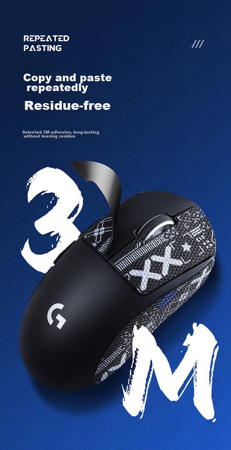 BUBM GpW2 Logitech Mouse Anti-Slip Sticker, Dog Shit King II/III Generation Sticker, Sweat-Absorbing Anti-Slip Scratch-Resistant Sticker, E-Sports Gaming Mouse Pad, GPW2/3 Generation Lizard Skin Full Coverage White Printed Patter 6