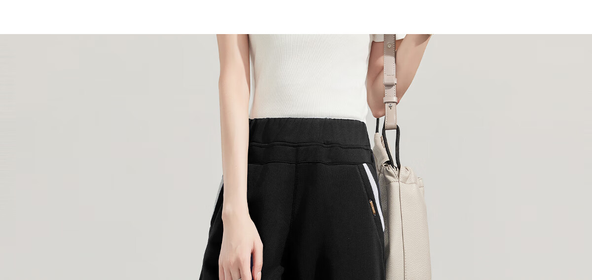 PinCai Women's Sports Pants Simple Solid Color Loose Straight Leg Elastic Waist Casual Pants P12KK5812 21
