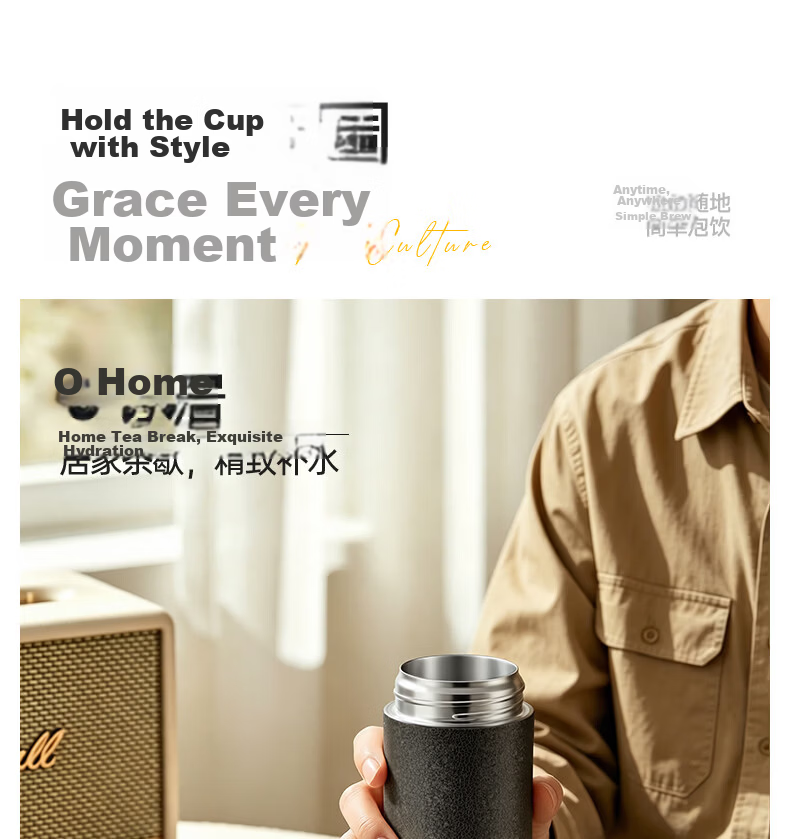 Shuimoting Smart Temperature Display Tea Separation Children's Insulated Water Bottle Large Capacity Men's and Women's Premium Tea Brewing Cup Gift Water Bottle 15