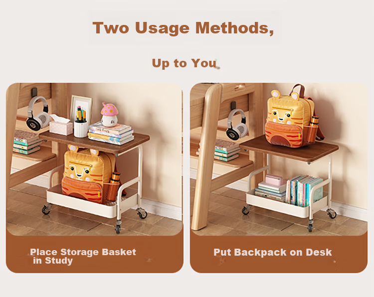 Anerya Mobile Bookshelf Rack Student Desk Under Storage Cart Bag Storage Bedside Cabinet 2-Tier 4