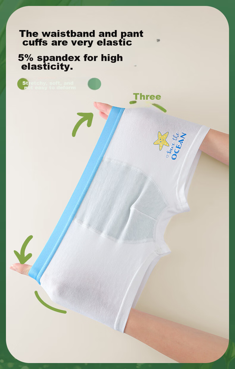 Ziyouxi Seaweed Antibacterial Kids Underwear Boys Pure Cotton Class A Full Cotton Toddler Underpants No Pinch 9