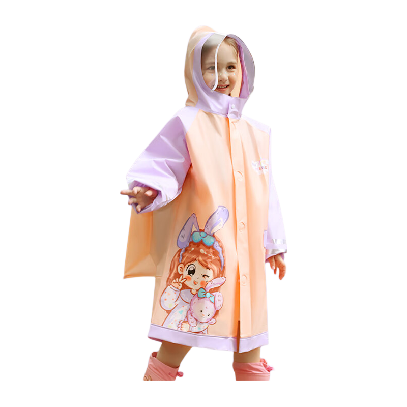 Moremerry Children's Raincoat for Boys And Girls, Full-Body Waterproof Baby And Toddler Thick Cartoon Poncho, Loli Girl Style, 2XL