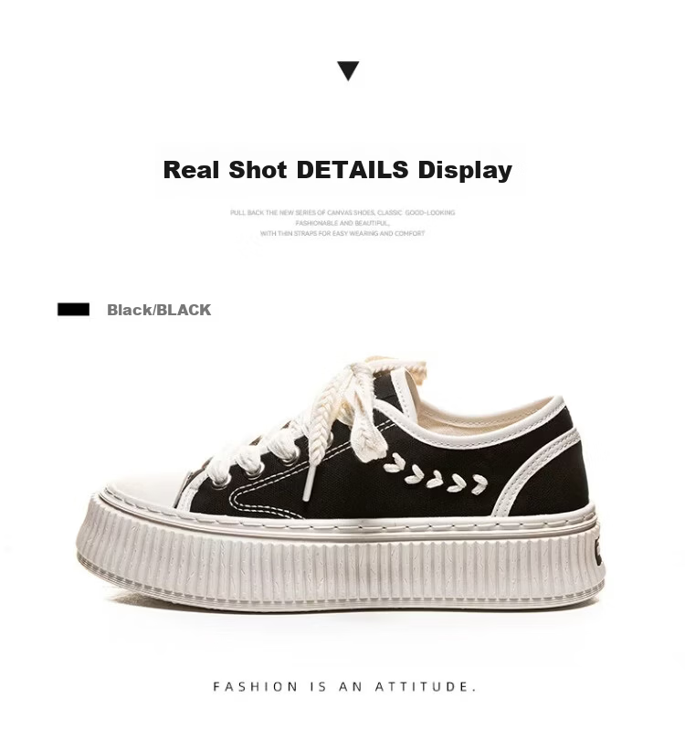 Warrior Women's Canvas Shoes 2026 Summer New Breathable Thick Sole Casual Sneakers 1834 Black Beige Size 39 16
