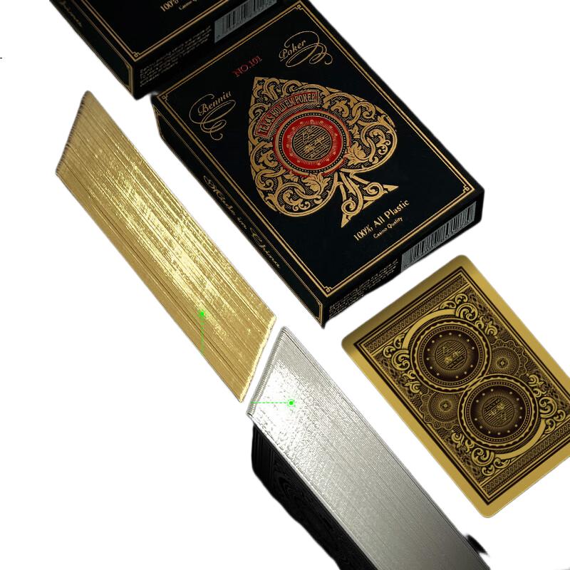 Benniu Gold-Edged High-Grade PVC Plastic Waterproof Durable Playing Cards with Embossed Design in Elegant Metal Box