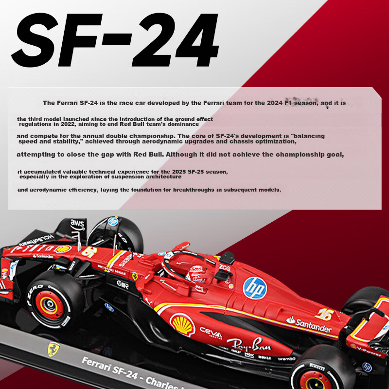 Bburago 1:24 F1 Ferrari SF24 Leclerc No.16 Deluxe Edition Diecast Car Model 1