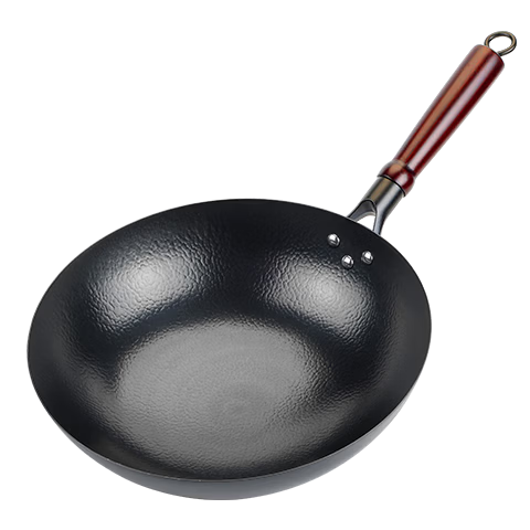 Jinchun Zhangqiu Iron Wok Non-Coated Household Stir-Fry Pan Flat Bottom Non-Stick Cast Iron Gas Stove Compatible Seasoned
