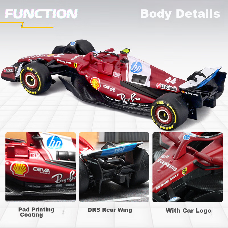 Bburago 1:64 Ferrari SF25 Hamilton No.44 Racing Car Alloy Toy Model 4
