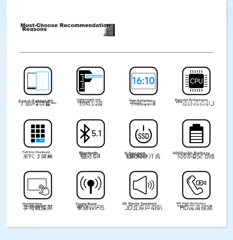 Founder 10.1-inch Lightweight 2-in-1 Tablet PC Dual Mode Laptop Detachable 128GB Business Office Pad 2
