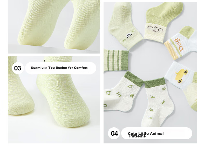 Betis Baby Socks 1-3 Years Spring Summer Thin Breathable Mid-Calf Socks for Boys and Girls 22
