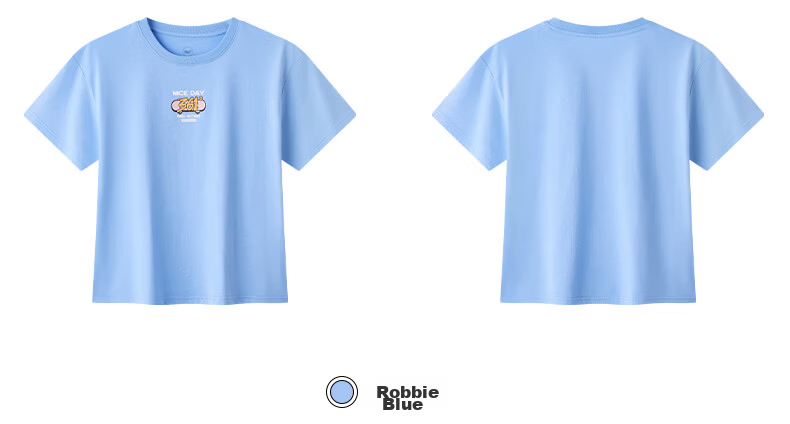 361° Kids Short Sleeve 2026 Summer Boys and Girls Breathable Pure Cotton Skin-Friendly T-Shirt Blue 160 22