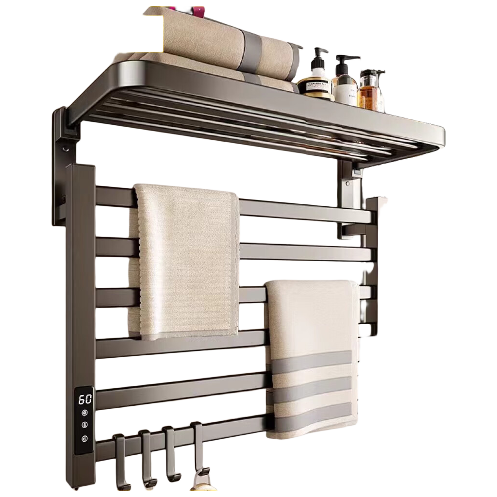 Baihan Electric Heated Towel Rack, Carbon Fiber Heating, Bathroom No-Drilling Electric Heating Towel Rack, Drying Rack