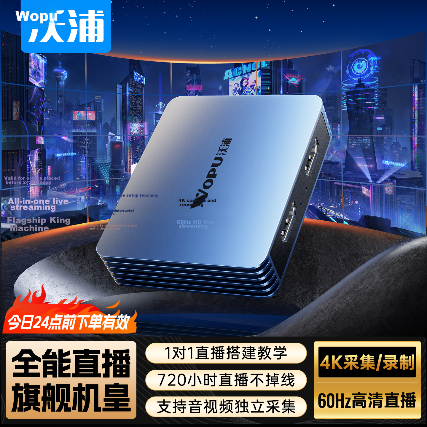Wopool HDMI Video Capture Card 4K60Hz HD Loop Out for Sony Canon Nikon Cameras Switch 2 PS4/5 Gaming PC iPad Mobile Live Streaming Recording NS