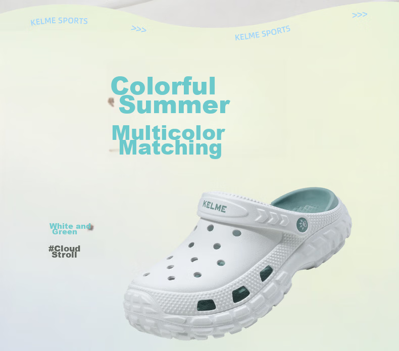 KELME Men's Summer New Dual-Wear Durable Hole Slippers Versatile Closed-Toe Slippers for Women 8