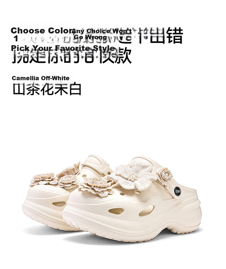Semir Official Genuine Non-Slip Soft Sole Pearl Camellia Black Slip-On Clog Shoes SML262001 Size 40-41 24