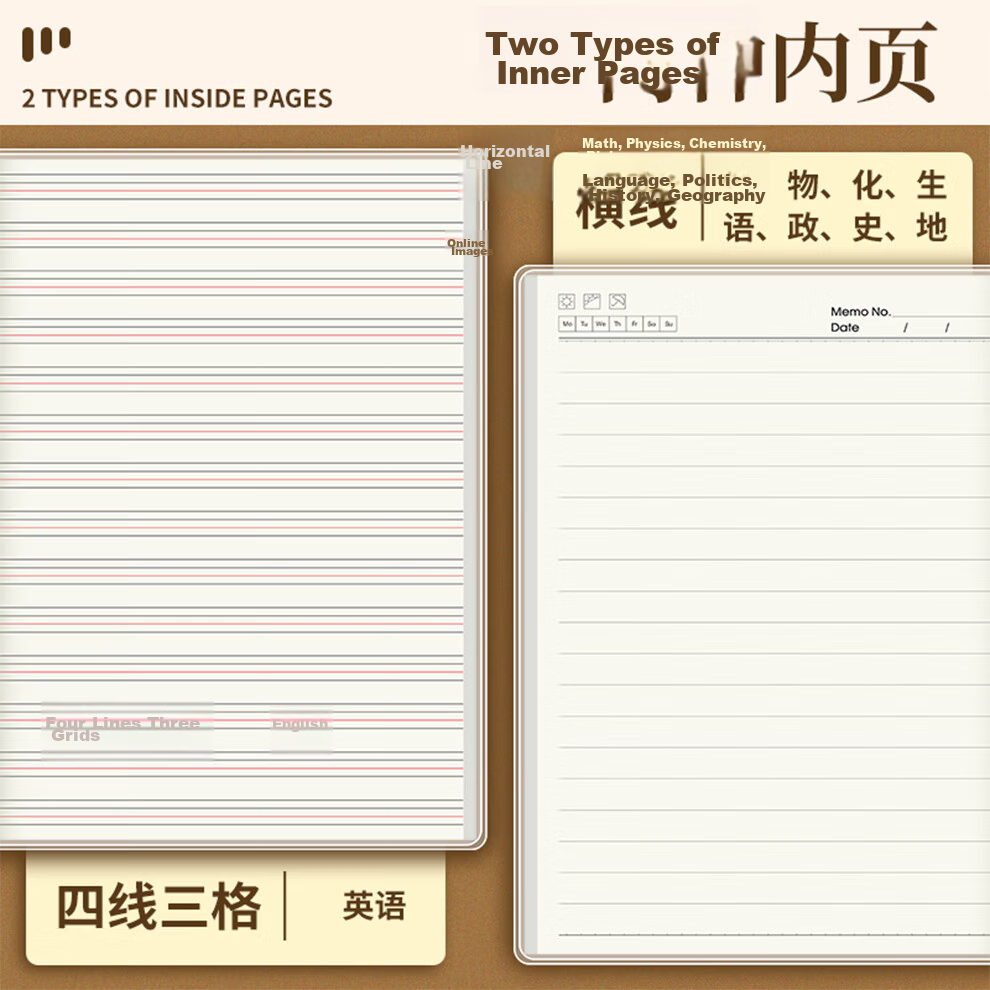 Faramon School Season B5 Kraft Paper Subject Notebook Set for Elementary, Middle, and High School - Error Correction Exercise Book for Grade 9 5