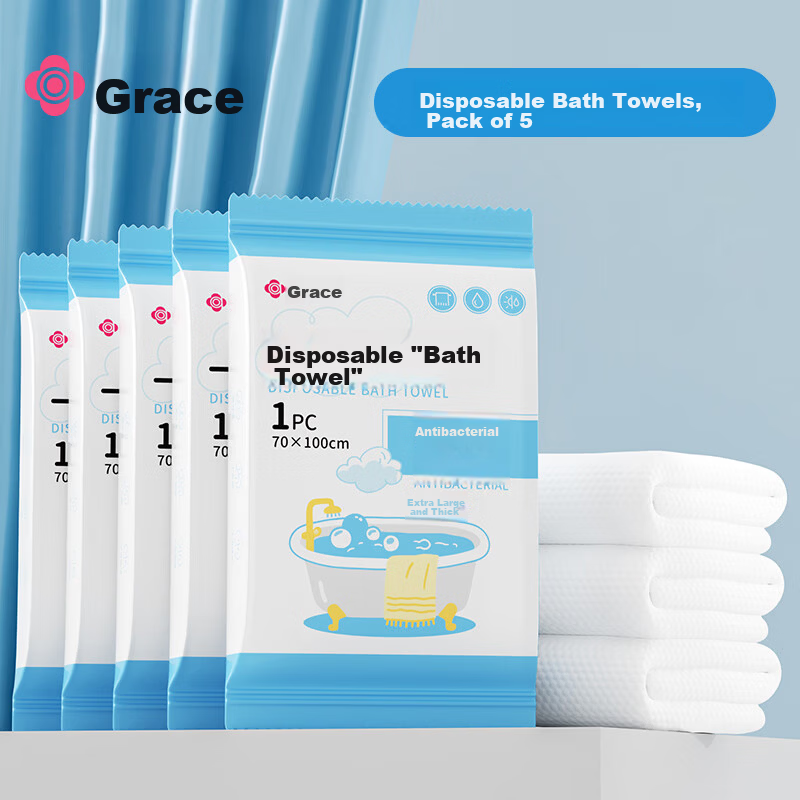 Grace Disposable Thickened Travel Pearl Texture Absorbent Face Towels Hotel Portable Home Bath Towels 5-Pack