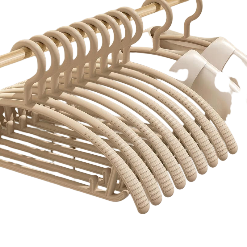 Baicaoyuan Non-Slip No-Trace Clothes Hangers for Home Dormitory, Milk Tea Color, 15 Pieces