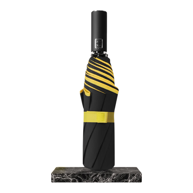 C'mon Fully Automatic Umbrella, Three-Fold Large Size, Windproof Reinforced, Men's Business Folding Automatic Umbrella, Double-Layer Contrasting Color Yellow