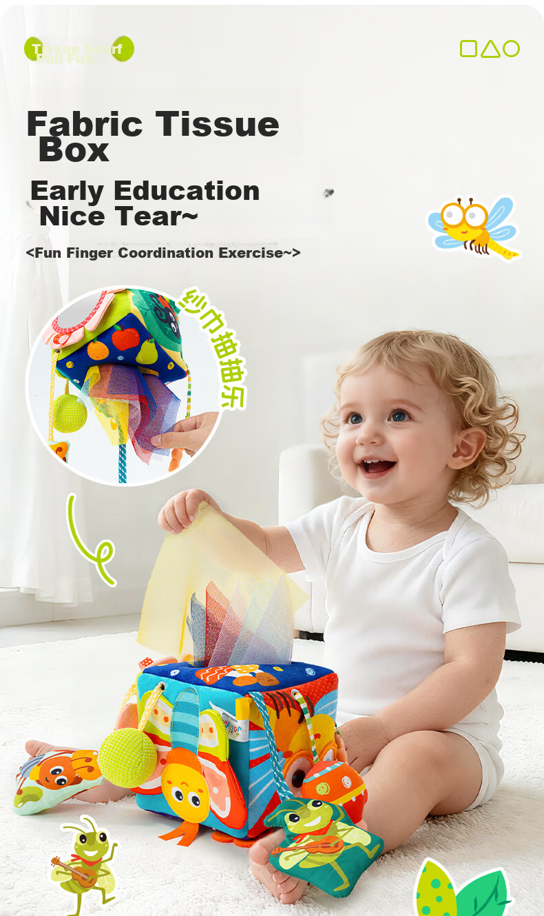 Jollybaby Baby Toy Pull-and-Play Car Hanging Sensory Development Educational Crib Rattle - Farm Triangle Pull-and-Play 6