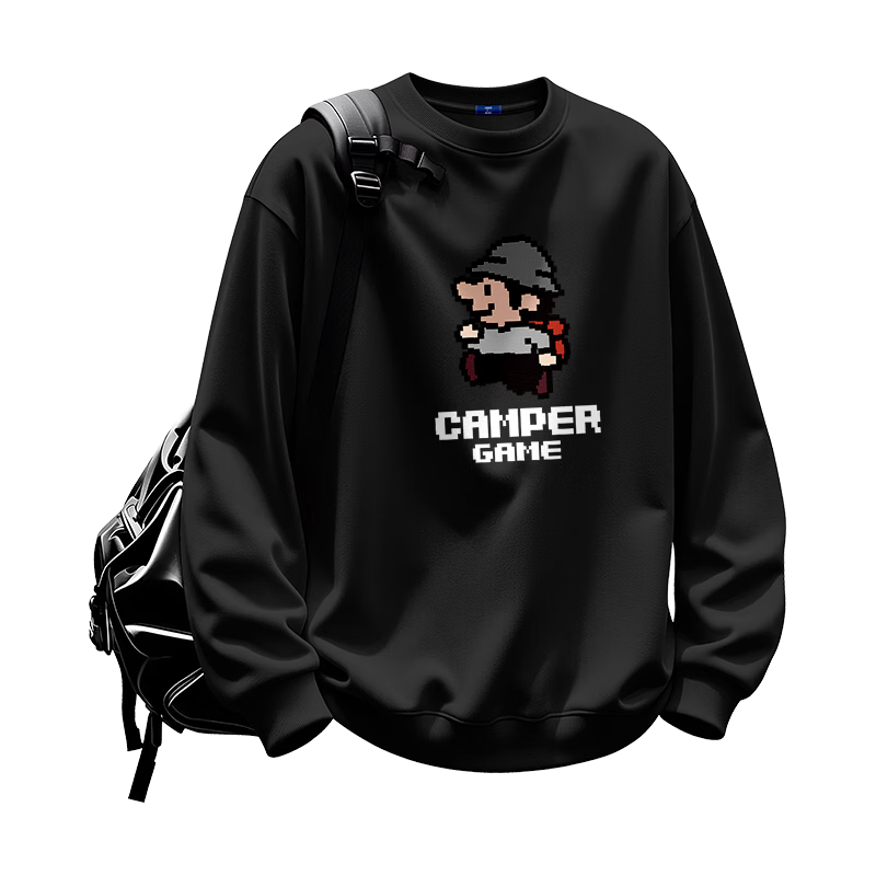GENIOLAMODE Forest Group Hoodie for Men, Autumn 2026 New Style Round Neck Trendy Casual Youth Men's Pullover Long-Sleeve T-Shirt