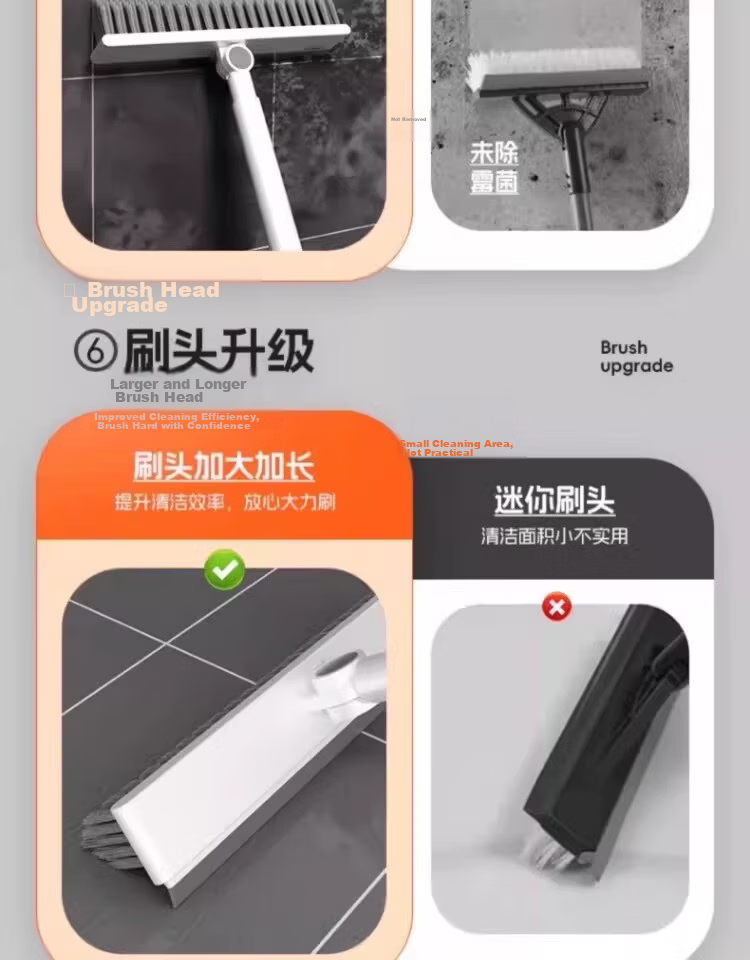 Guangduola Floor Brush Bathroom Brush No Dead Angle Shower Brush Floor Gap Brush Toilet Crevice Brush V-Shaped Long Handle Floor Brush 7