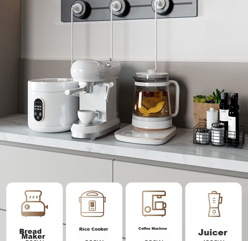 Deli Track Socket Movable Power Strip Rail Type Guide Rail Socket Sideboard Switch Socket Panel Slim 50cm + 3 Five-Hole Outlets Dusk Gray LU6105 10