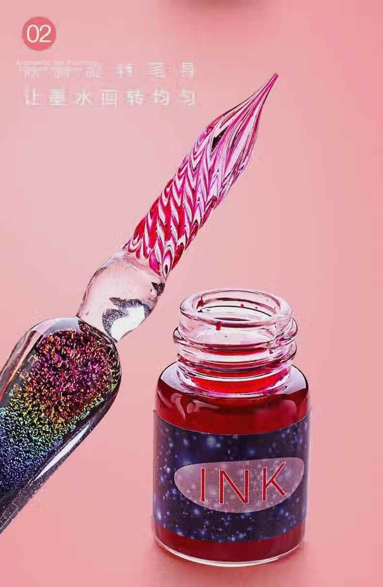 GOTOVAN Crystal Glass Dip Pen Set High-Value Fairy Style Vintage Fountain Pen Dip Pen Back-to-School Teacher's Day Birthday Gift Colorful Gradient Glass Pen 11