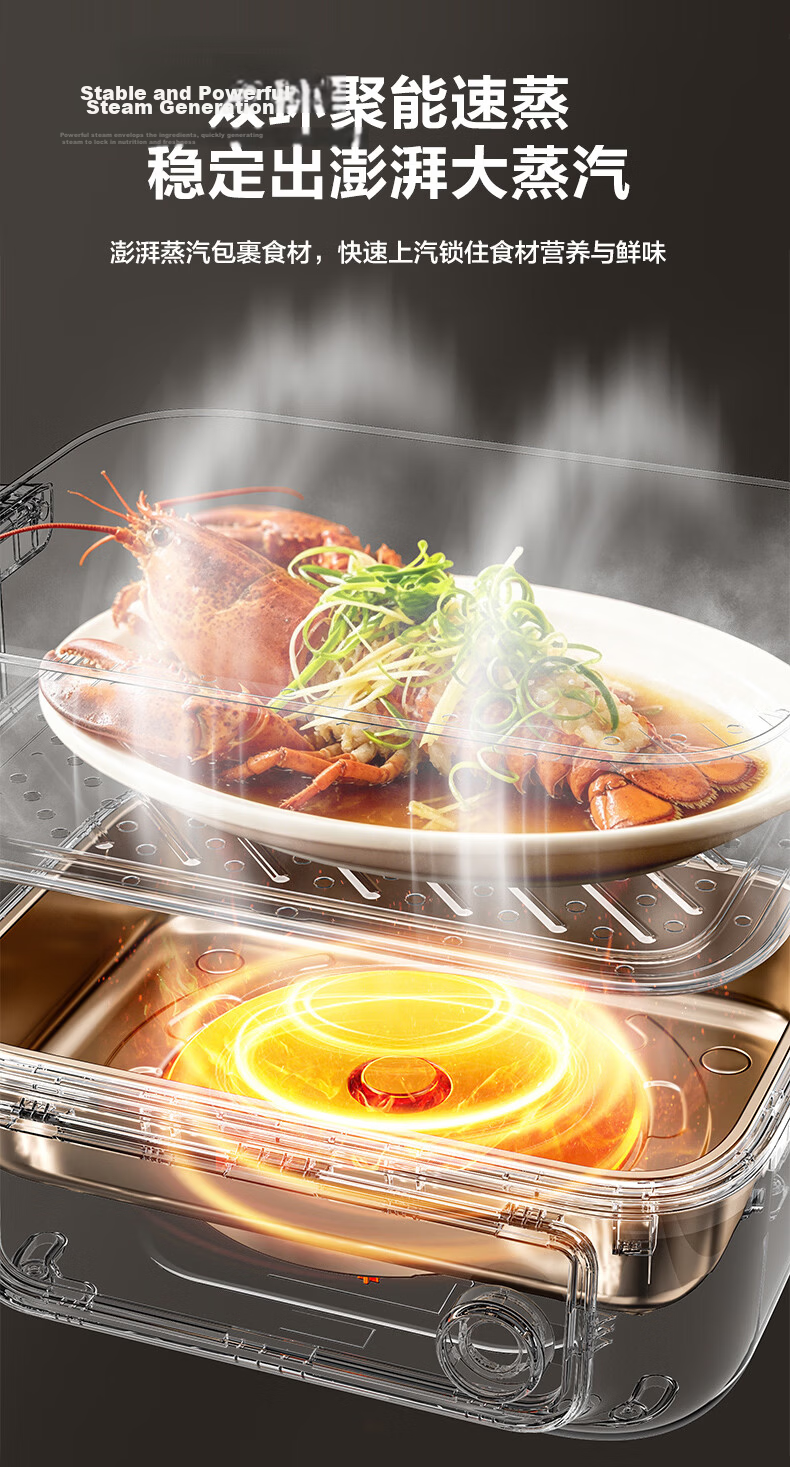 SUPOR Titanium Stainless Steel Electric Steamer 0-Coating Multi-Functional Household Stew Steam Hot Pot 18L Detachable Cube Electric Cooker ZN30FC1689 11