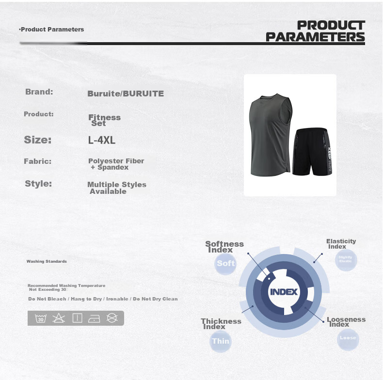 BURUITE Men's Fitness Clothing Sports Vest Set Ice Silk Quick-Dry Summer Running Basketball Training Sleeveless T-Shirt Gear 9