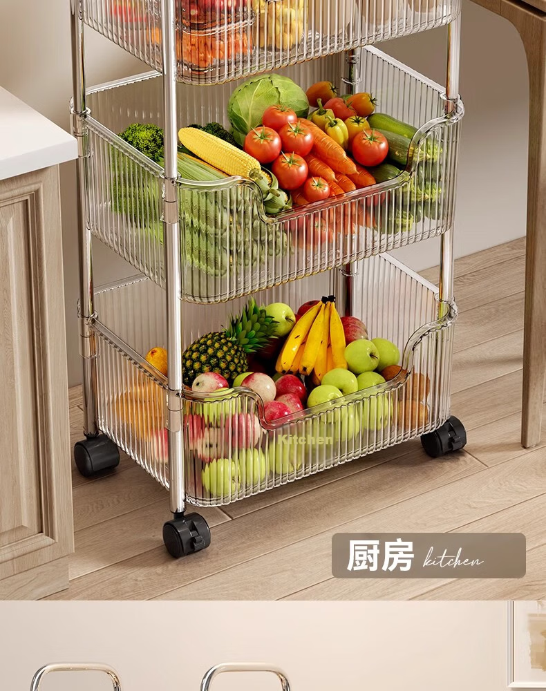 Shunyou Kitchen Storage Rack, Acrylic Floor-Standing Rotating Vegetable Shelf, Storage Rack, Mobile Cart SY-616 15