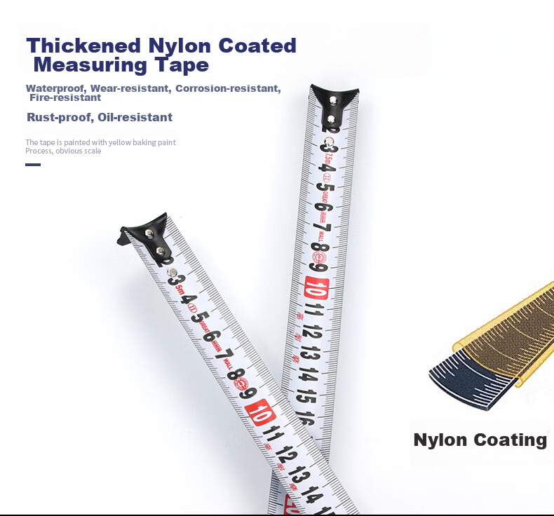 The Great Wall High Precision Thickened Nylon Coated Waterproof Rubber Steel Tape Measure 5m x 25mm 686565 4