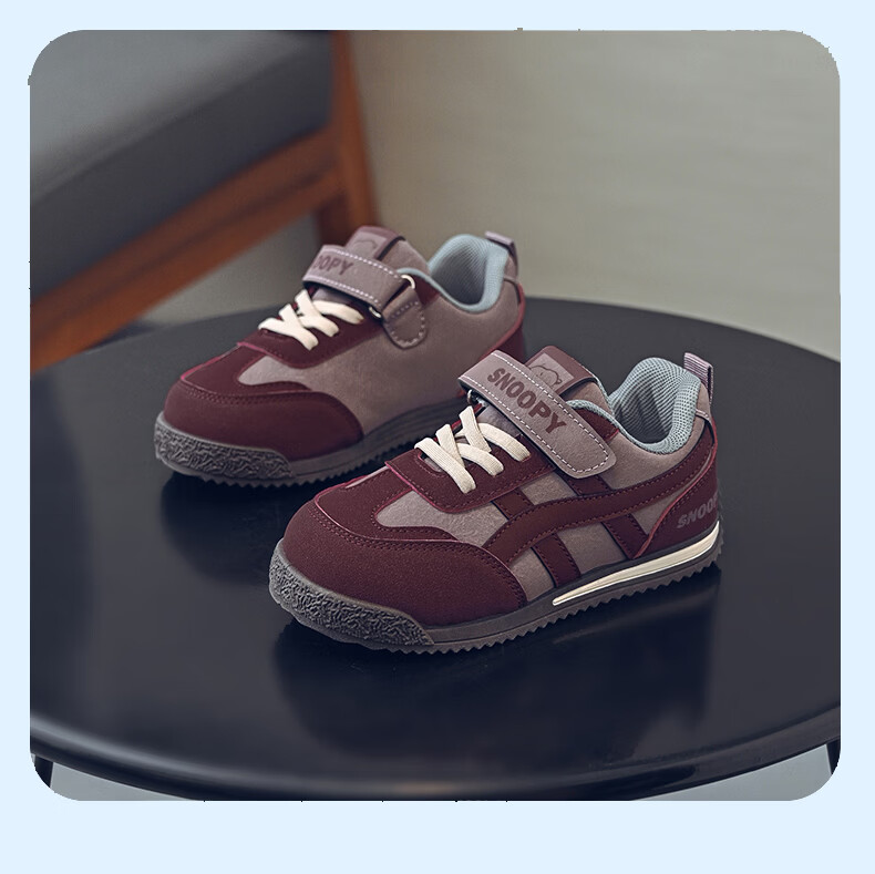 SNOOPY Kids' Shoes 2026 Spring Lightweight Sports Shoes Boys and Girls Soft Sole German Training Casual Shoes 0004 Beige/Rose Red Size 34 25