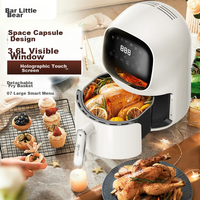 Bear 3.6L Visible Digital Air Fryer Household Multifunctional Smart Touch Electric Fryer QZG-E12K5