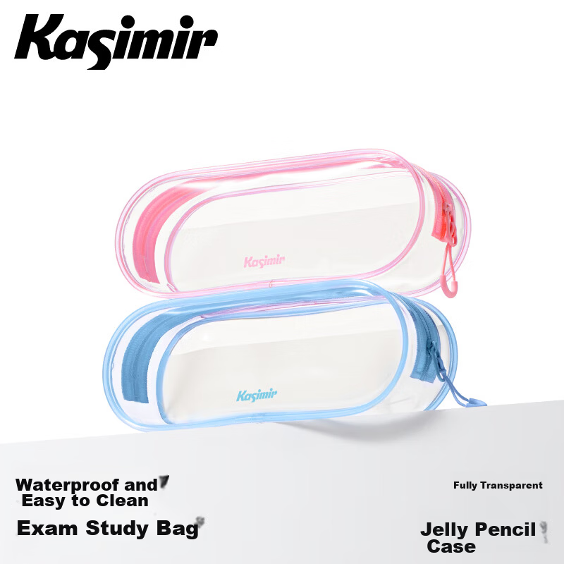Kasimir Transparent Jelly Pencil Case Waterproof Easy-Clean Structured Design with Compartments Student Stationery Transparent Jelly Pencil Case - Blue*1