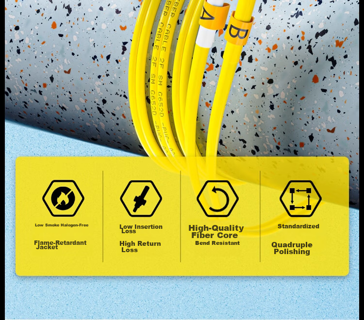 HAILE Telecom Grade Single-mode 10G Fiber Optic Patch Cable Single-mode Dual Core Φ2.0 (LC-LC, 9/125) 5m Fiber Optic Pigtail HJ-2LC-LC-S5 2