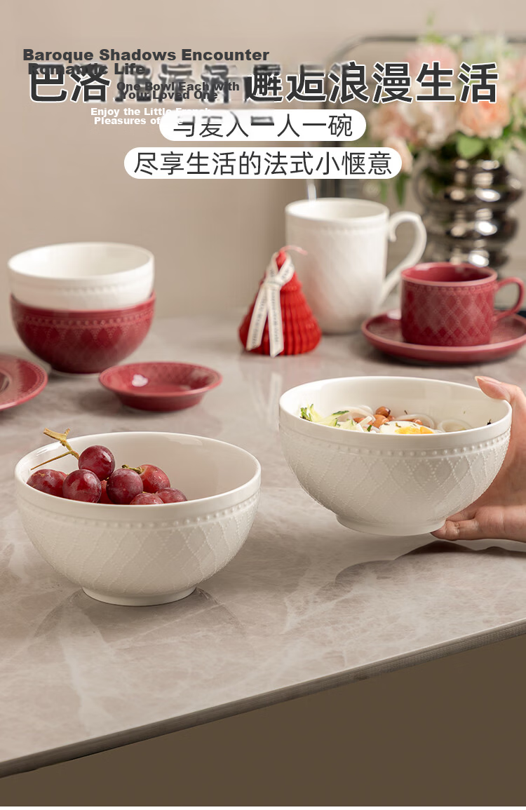 Banwushenghuo Large Ceramic Soup Bowl with Lid, Double-Handled Soup Pot, High-Capacity Soup Bowl for Home Use, Underglaze Colorful Large Serving Bowl 16