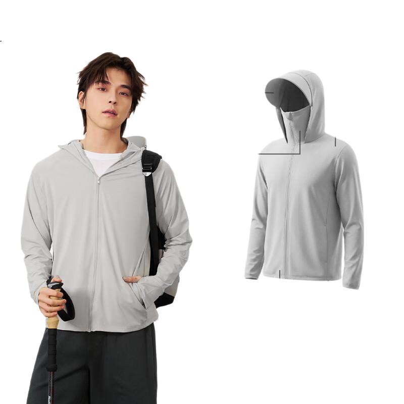 Langsha Men's Sunscreen Jacket Ice Silk Cooling Large Brim UV Protection Outdoor Lightweight Breathable Sun Protection Skin Jacket Fishing Shirt