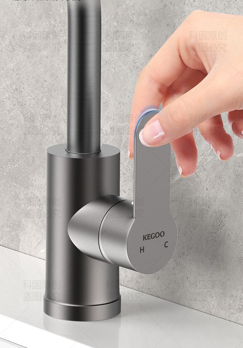 KEGOO Basin Faucet Hot and Cold Rotatable Bathroom Sink Washbasin Gun Gray K1087 13