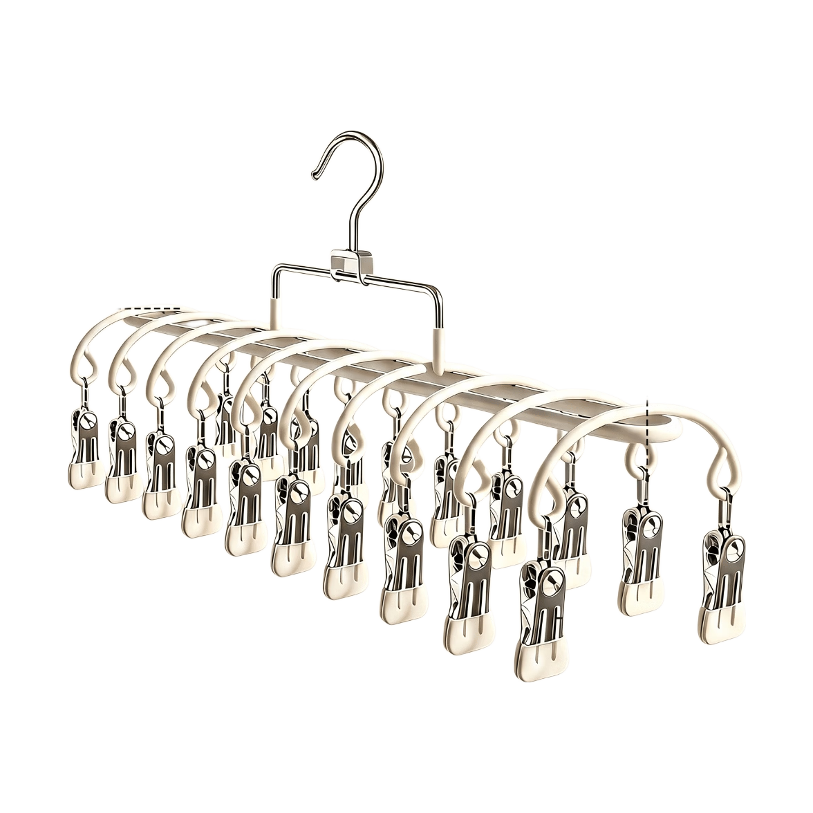 Jiabangshou Stainless Steel Double Row Pants Clips Multifunctional Home Balcony Clothes Pegs Windproof Hanger for Underwear Socks