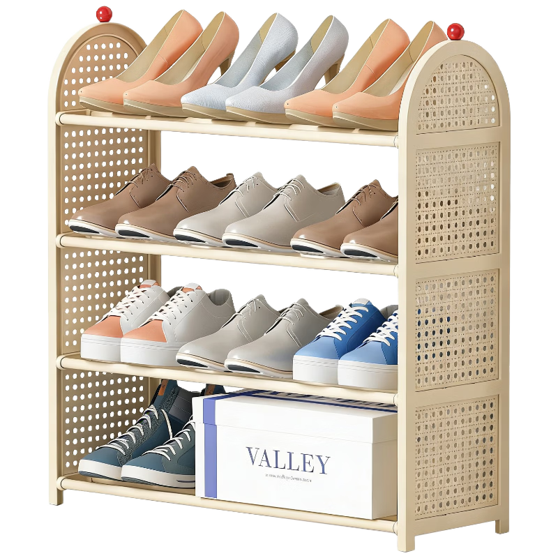 Anerya Multi-Layer Home Shoe Rack Woven Shoe Cabinet Narrow Dormitory Small Rental Shoe Storage Organizer 4-Tier