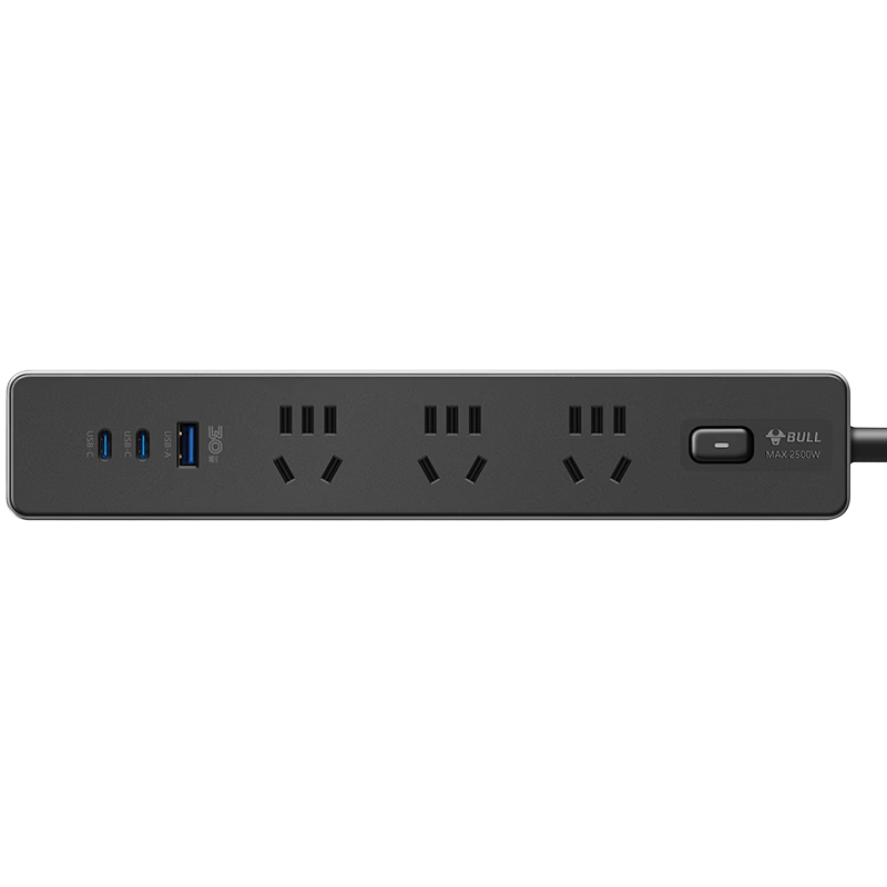 BULL 30W PD Apple Fast Charging Socket/power Strip/extension Cord Type-C+USB+3 Outlets Z Generation Total Length 1.8 Meters GN-Z1031U30 Master Switch