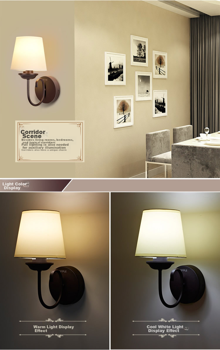 OPPLE Lighting LED Bedroom Bedside Warm Romantic American Style Wall Lamp E27 Bulb Base Light Source Sold Separately 3