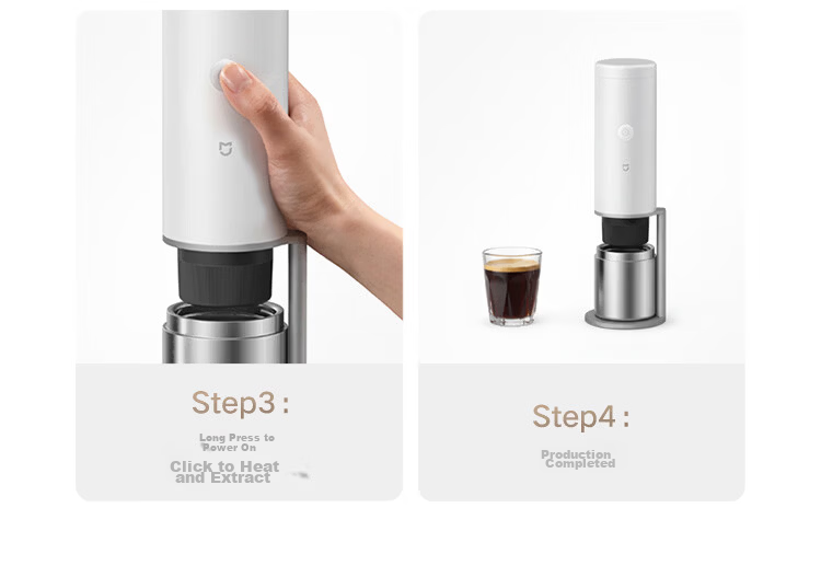 Mijia Xiaomi Portable Coffee Maker Mini Handheld Fully Automatic Capsule and Ground Coffee Machine for Office and Home Outdoor Camping Cold Brew and Hot Brew White with Storage Bag 25