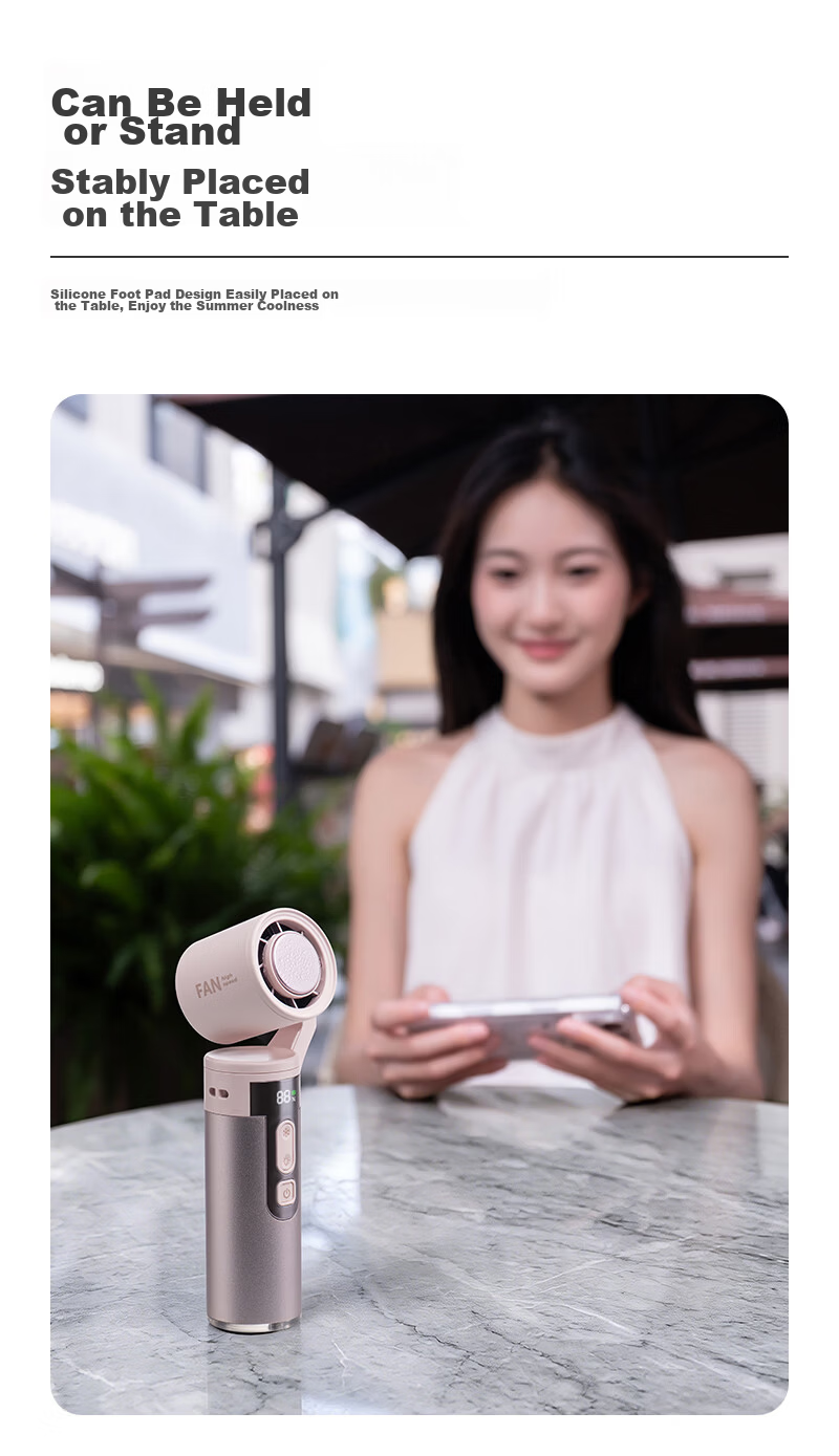 Laisee Handheld Mini USB High-Speed Energy-Saving Fan Portable Cooling Electric Fan 3000mAh Space Gray 4