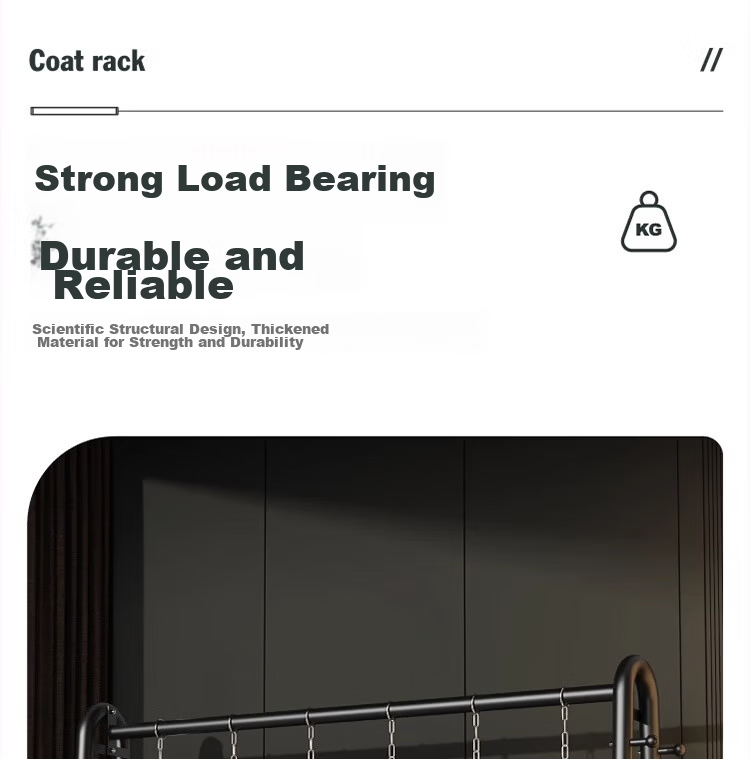 Yixuan Floor Standing Coat Rack Clothes Hanger Movable Bedroom Living Room Drying Storage Rack Black 13