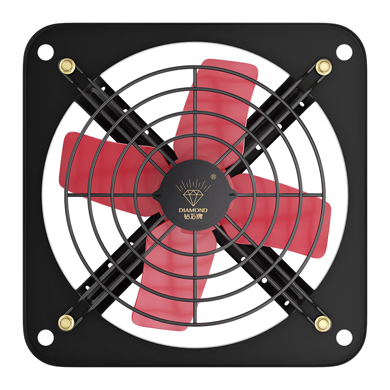 Diamond Brand High-Power 12-Inch Red Four-Blade Exhaust Fan Kitchen Range Hood Home Bathroom Ventilation Industrial Strong Ventilator