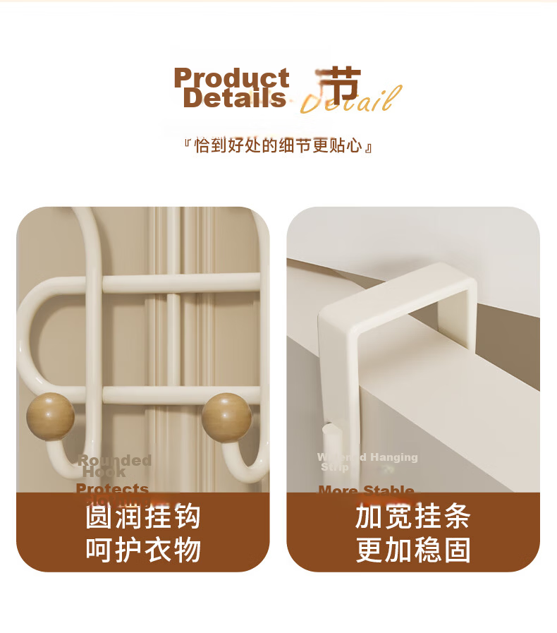 Baicaoyuan Double-Layer Door Hook Rack No-Drill Over-the-Door Storage Rack with 10 Hooks for Bedroom and Bathroom 12